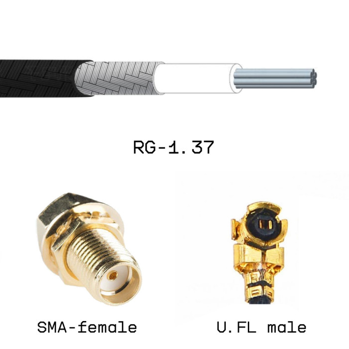 Кабельная сборка SMA female - U.FL на кабеле RG1.37 1м