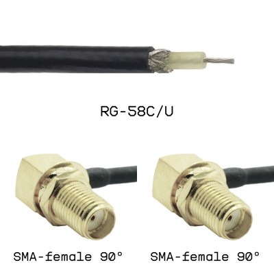Кабельная сборка SMA female угловой - SMA female угловой на кабеле RG58C/U 0,5м